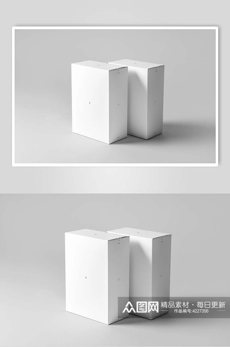 灰白高端大气时尚长方形盒子样机素材