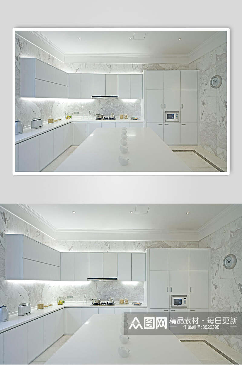 白色厨房欧式别墅图片素材