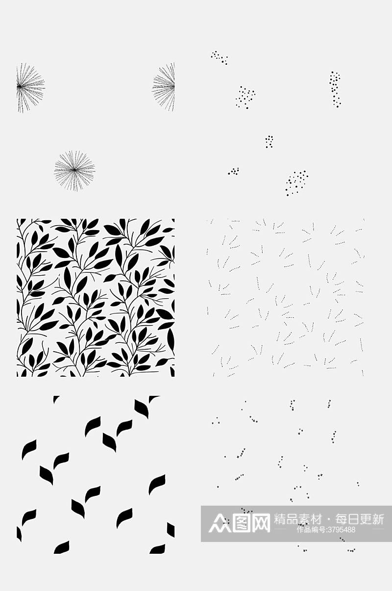 花卉树叶艺术几何底纹图案免抠素材素材