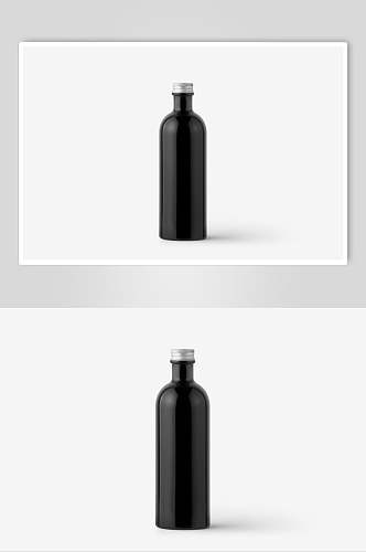 圆形盖子正视图黑白色瓶子样机