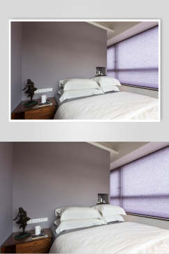 现代简约风卧室白色床单台式港风家装图片