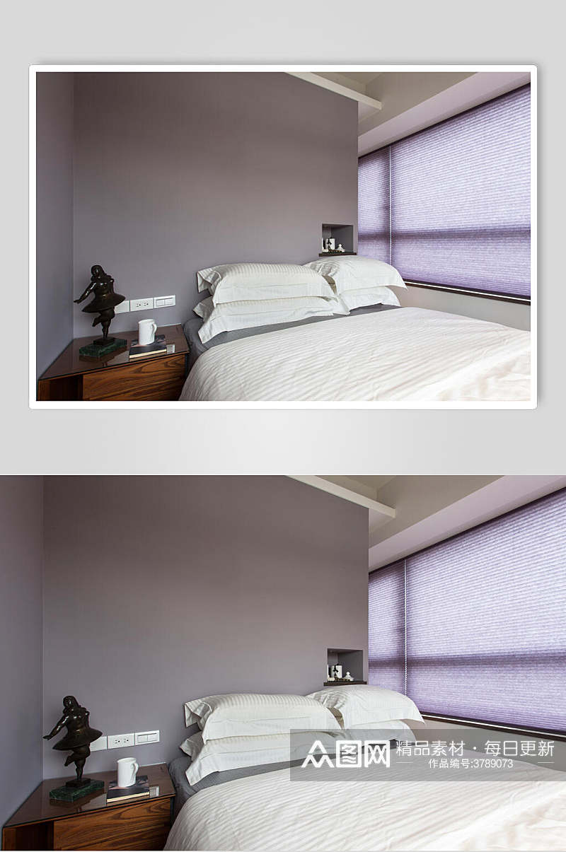现代简约风卧室白色床单台式港风家装图片素材