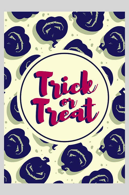 圆形南瓜英文万圣节海报