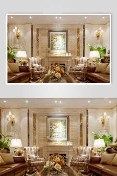 古典沙发欧式别墅图片