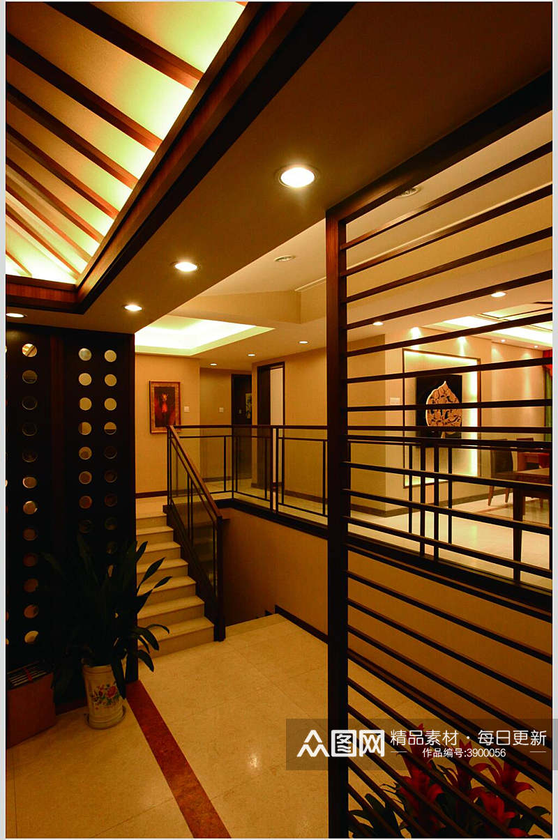 楼梯东南亚风格样板房图片素材