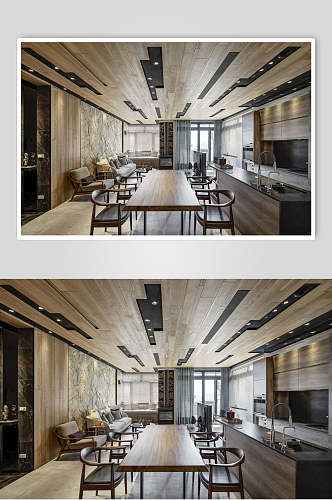 木地板桌椅深棕色北欧风格室内图片