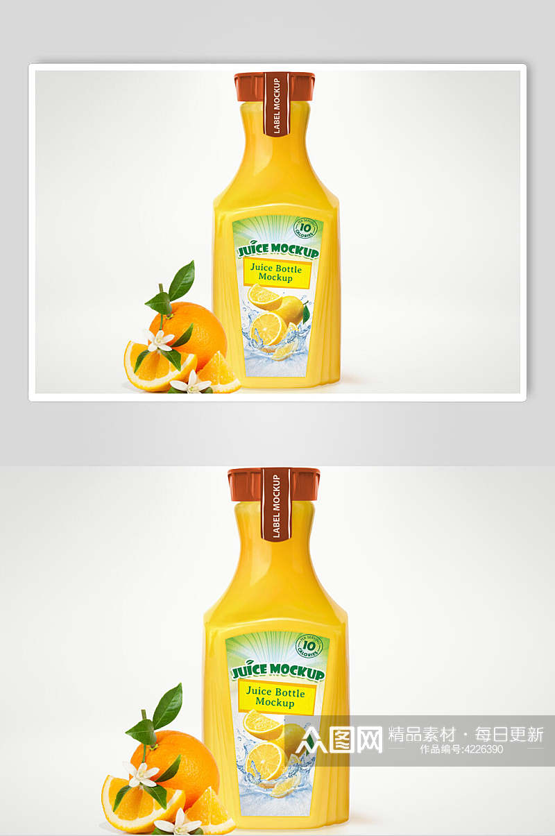 水果叶子高端大气黄色果汁包装样机素材