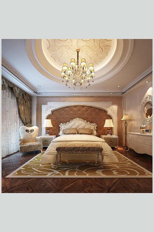 欧式花纹圆形吊顶二居室图片