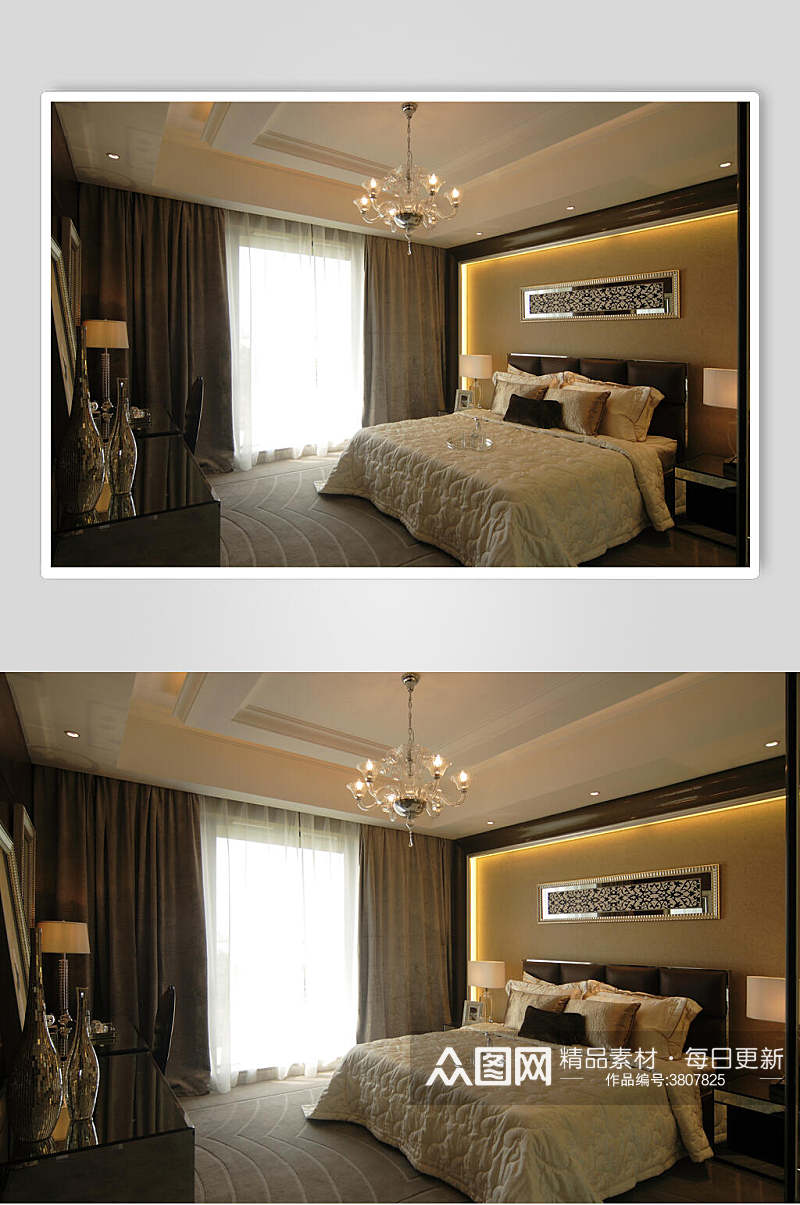 简欧酒店式卧室家装设计图片素材