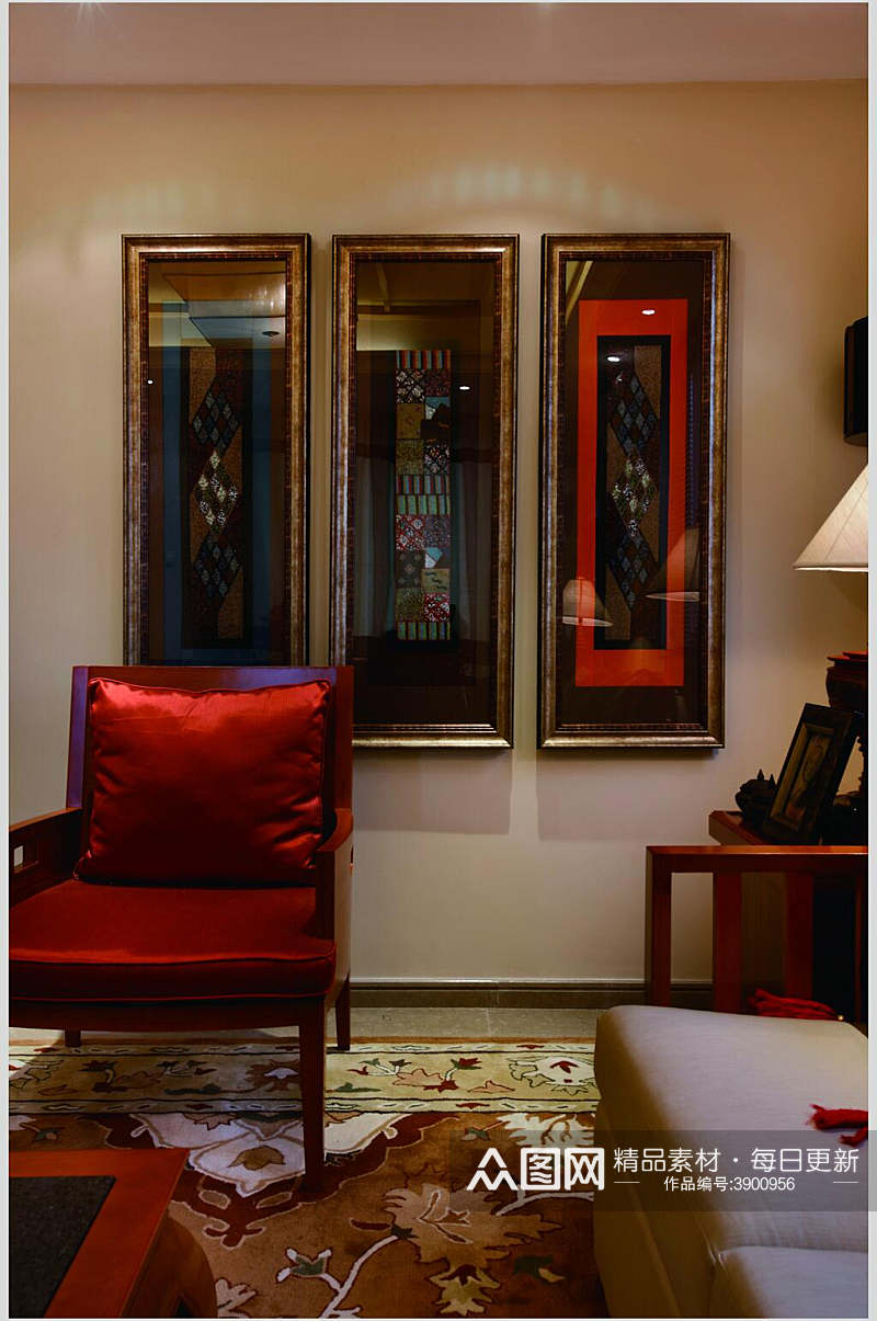 客厅一角挂画东南亚风格样板房图片素材