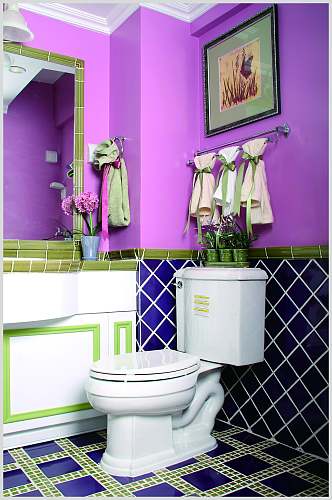 绿色拼接洗手间一角法式别墅样板间图片