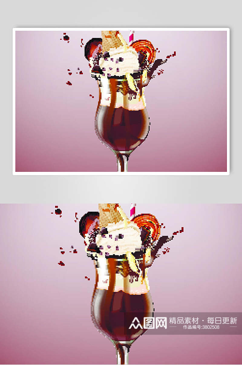 精致巧克力冰淇淋甜品插画矢量设计素材素材