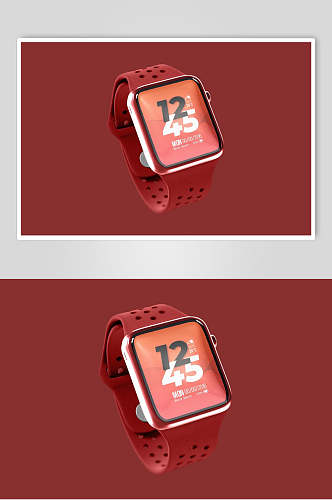 数字圆形边角红色手表展示样机