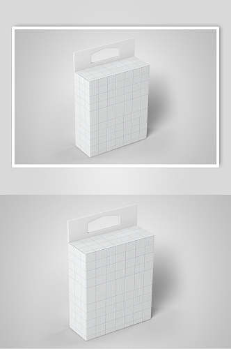 立体方形线条方格白色盒子样机
