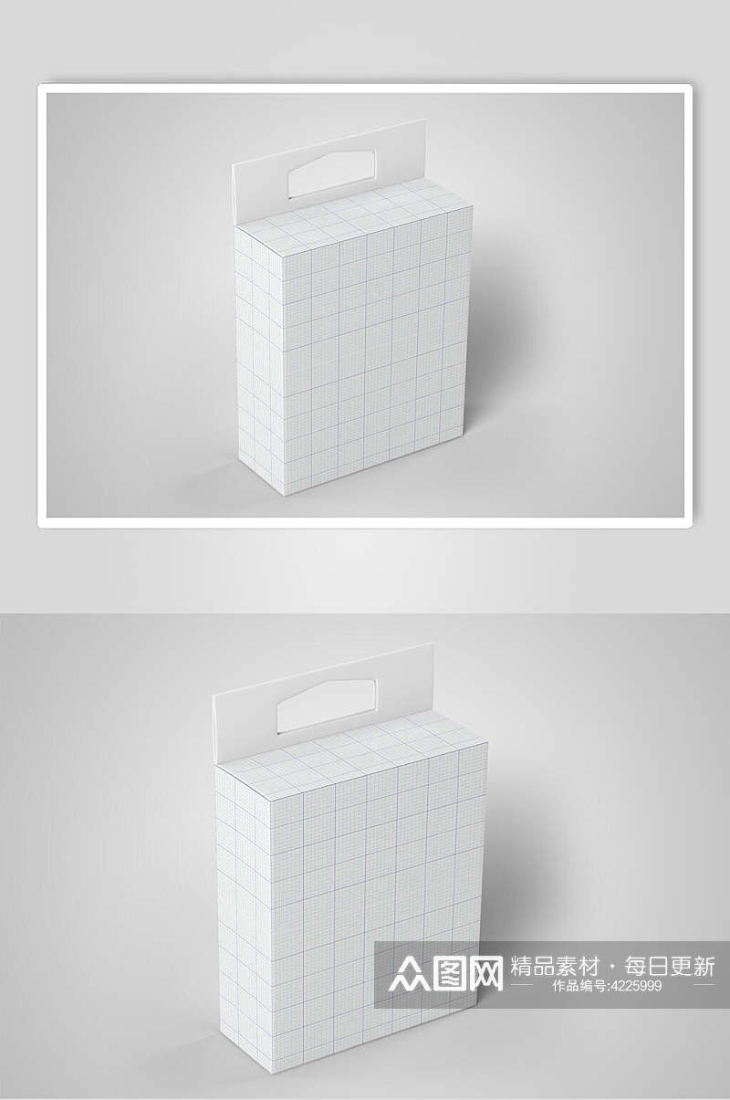 立体方形线条方格白色盒子样机素材