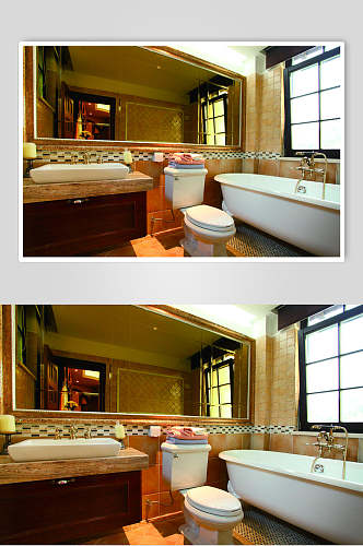 大镜子大浴缸法式别墅样板间图片
