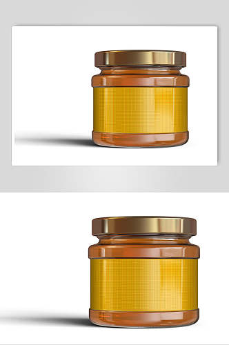 黄色简约高端玻璃蜂蜜罐头瓶样机