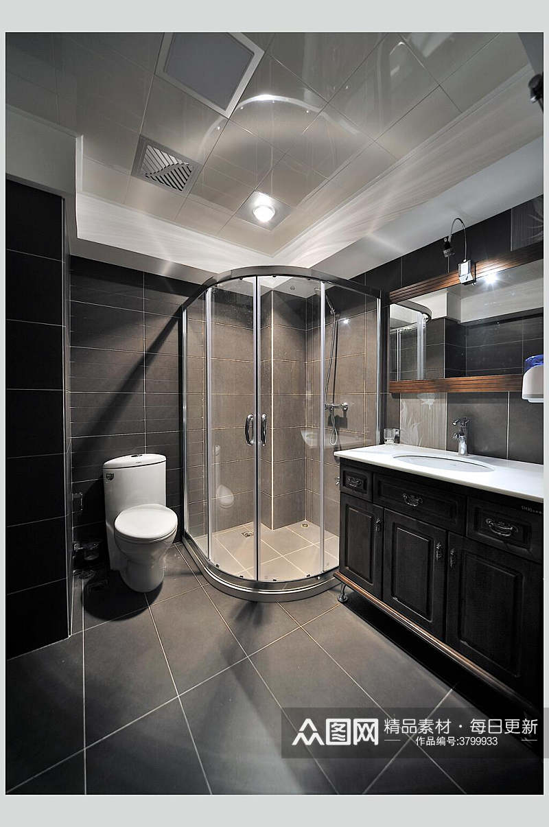 简约欧式浴室洗手间设计复式跃层图片素材