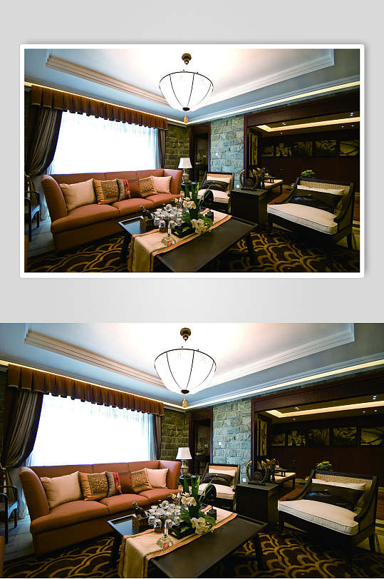 沙发高端植物东南亚风格样板房图片