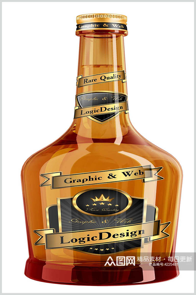 正视图皇冠英文威士忌包装样机素材
