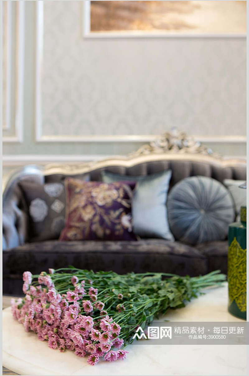 小雏菊沙发法式别墅样板间图片素材