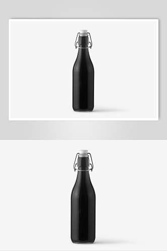 开瓶器圆形盖子黑白色瓶子样机