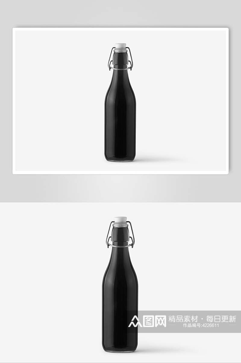 开瓶器圆形盖子黑白色瓶子样机素材