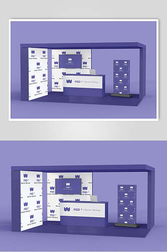 紫色简约高端大气清新展台场景样机
