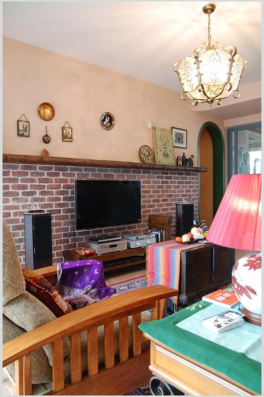 复古建筑美式红砖装饰墙艳丽家装图片