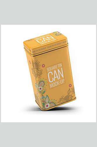 花朵方形茶叶罐密封罐包装样机