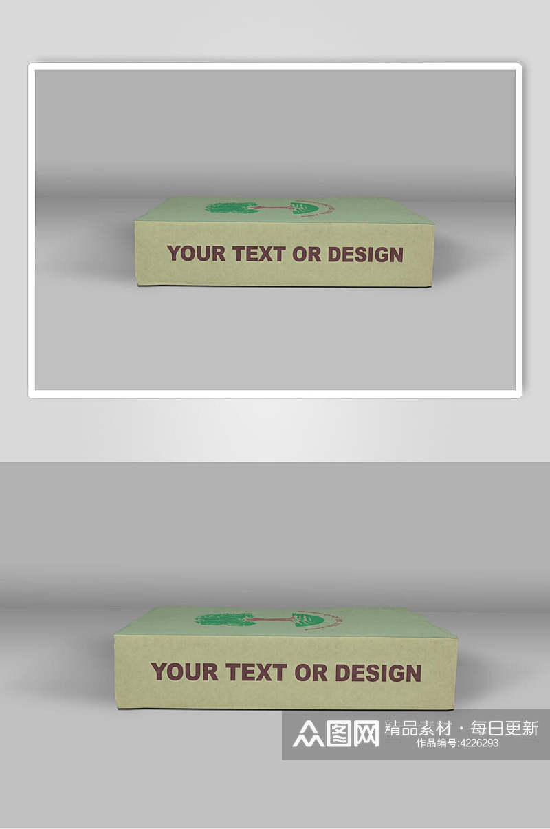 草绿色牛皮镂空产品盒样机素材