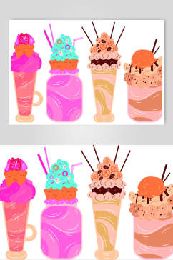彩色美食冰淇淋甜品插画矢量素材