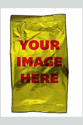 黄红英文褶皱简约风塑料袋包装样机