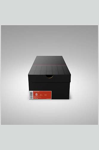 条纹码英文方形黑鞋盒包装样机