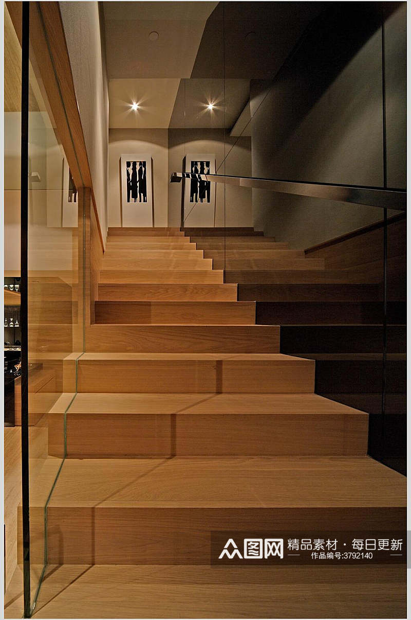 轻奢质感楼梯台式现代装修图片素材