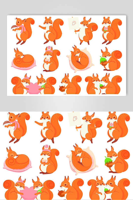 松鼠黄色简约可爱动物手绘矢量素材