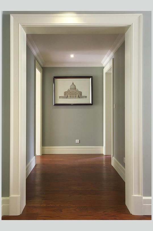 青灰色墙面简欧建筑图案装饰画家装图片