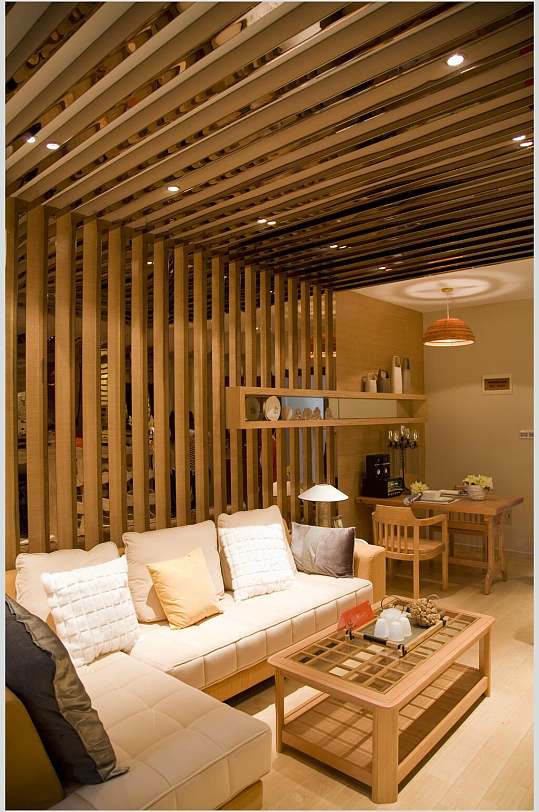 客厅二居室现代全木格条家装效果图