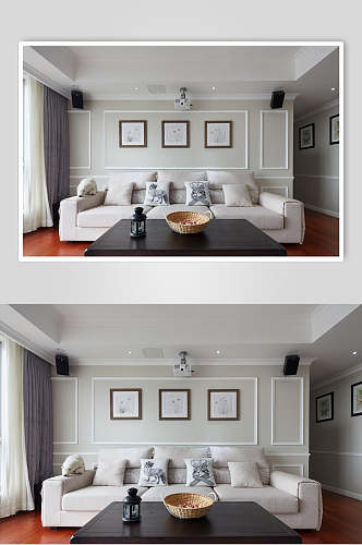 客厅浅色系沙发背景现代简约家居图片