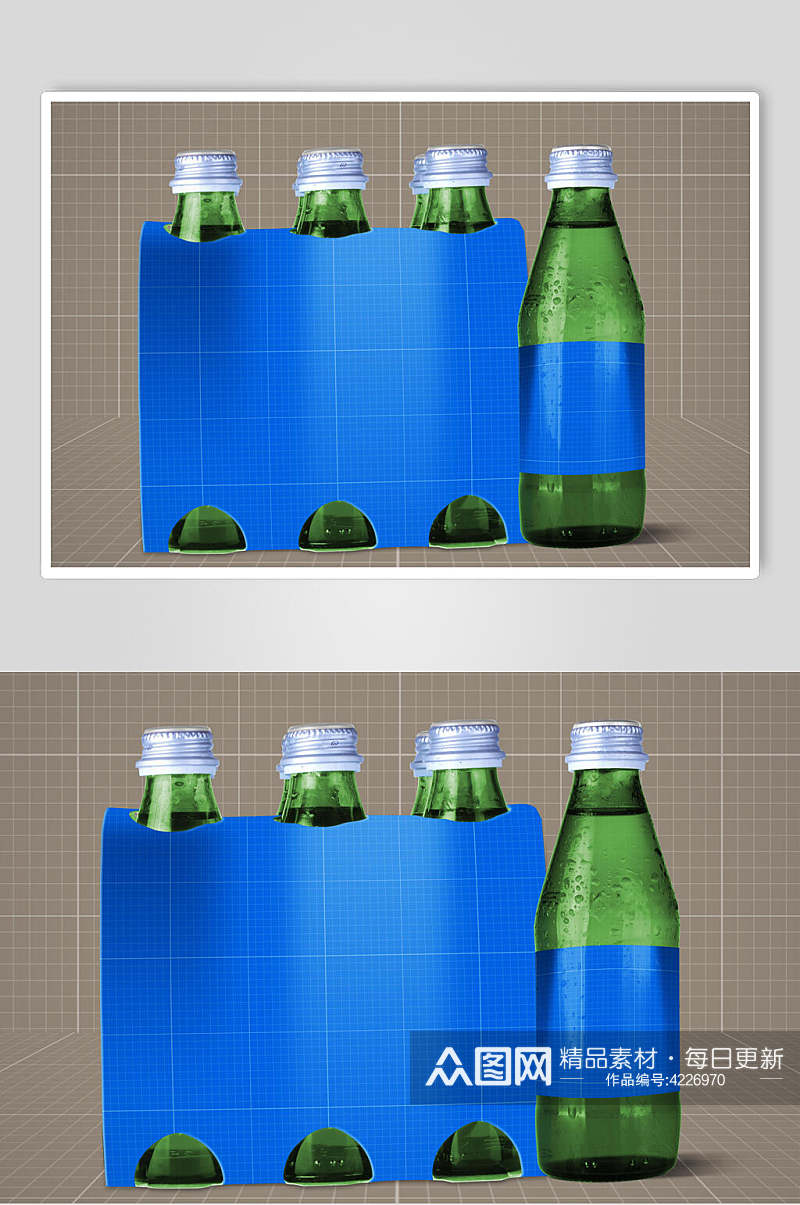绿色玻璃瓶饮料瓶样机素材