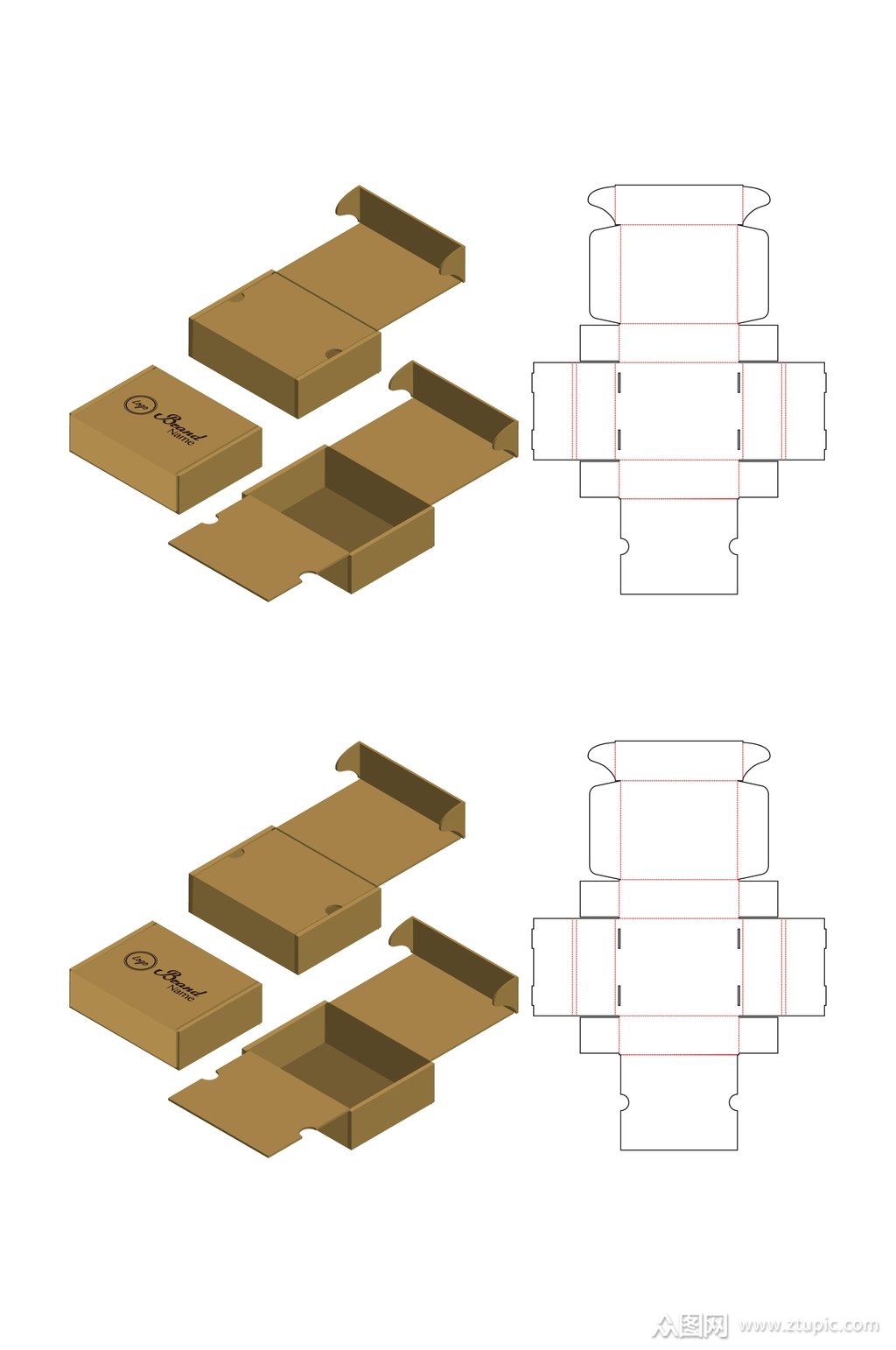 详细分解刀线包装盒展开图素材