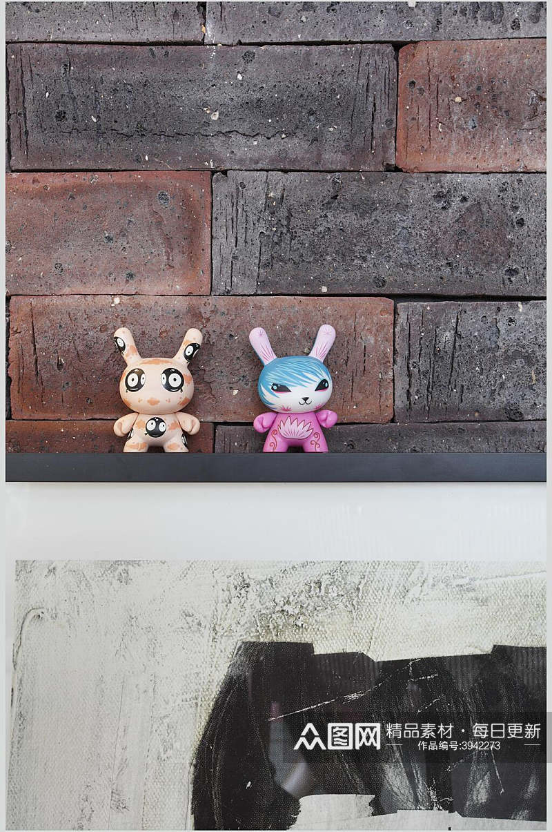 玩偶砖墙个性创意北欧风格室内图片素材