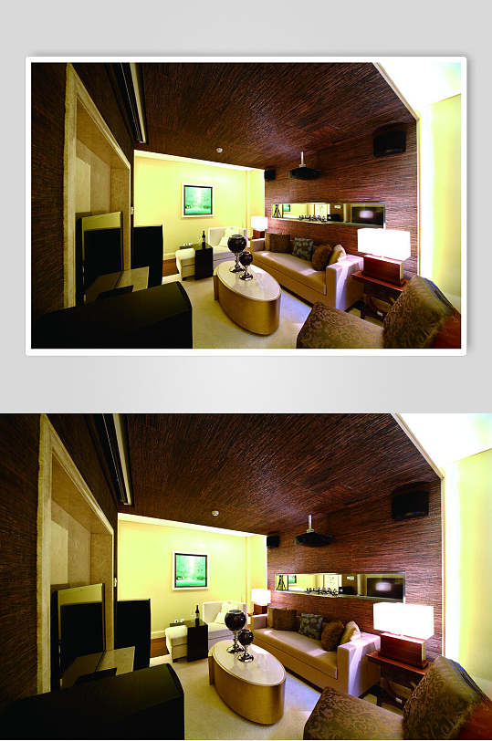 客厅木艺沙发背景东南亚风格样板房图片