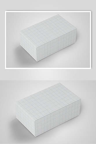 立体方形线条方格白色盒子样机