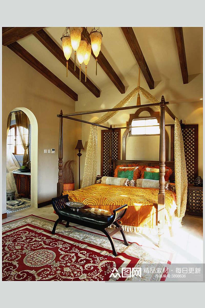 地毯吊灯东南亚风格样板房图片素材