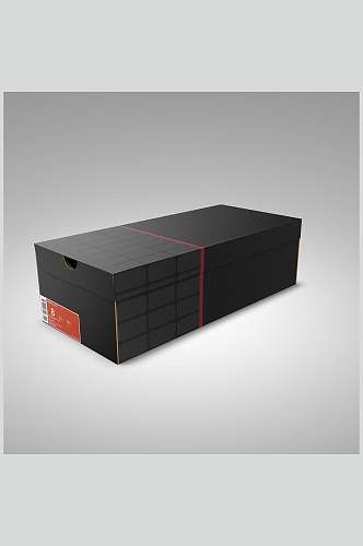 线条黑色高端大气简约鞋盒包装样机