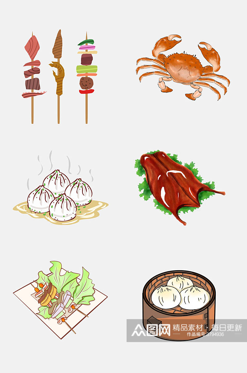 传统食物火锅串串美食插画免抠素材素材