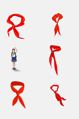 女学生红领巾卡通人物免抠素材