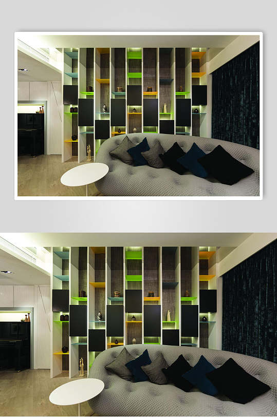 沙发抱枕置物柜绿北欧风格室内图片