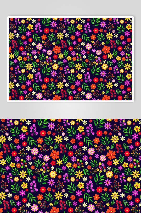 素雅手绘植物花卉背景图案矢量素材